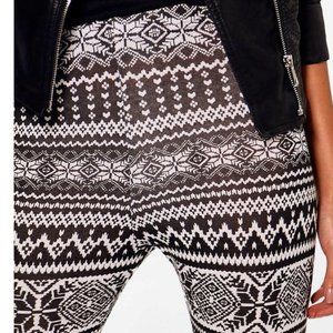 BooHoo Faith Christmas Navahoe Print Leggings Red-12 New WT